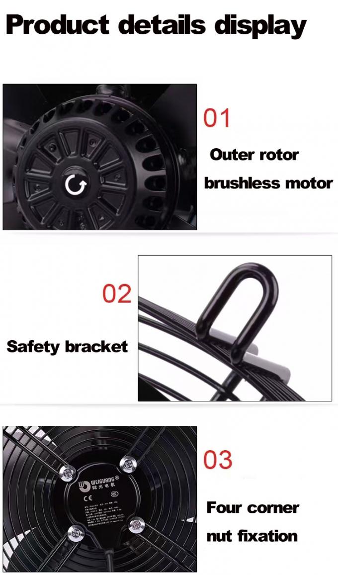 YWF Serie 200 a 630mm Almacenamiento en frío Ventilador de aspas Motor Condensador Evaporador Ventilador Fabricante Rotor externo Ventilador de flujo axial 5