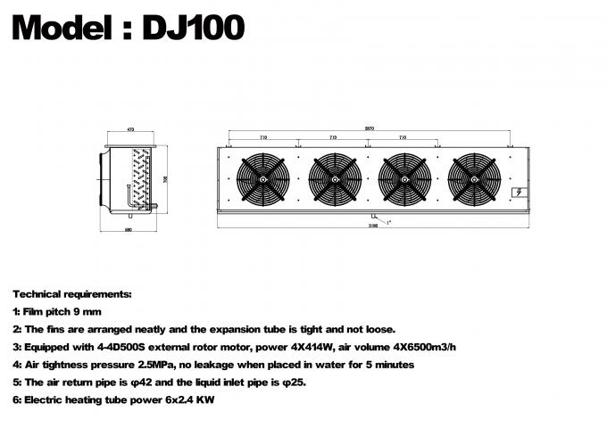 Enfriador de una sola unidad serie DJ DJ100 certificado CE, enfriador de aire dedicado para almacenamiento en frío, evaporador de techo, evaporador de equipos de refrigeración, fabricante de equipos de refrigeración, fábrica de refrigeración, almacenamiento en frío refrigerado 0