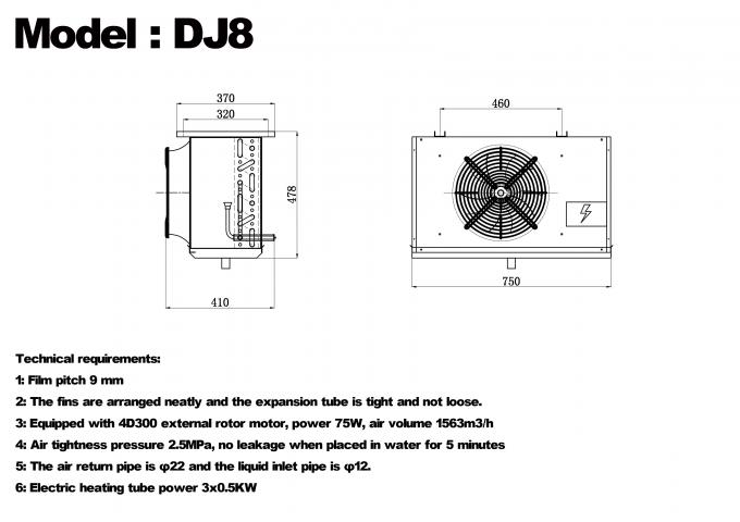 Enfriador de una sola unidad serie DJ DJ100 certificado CE, enfriador de aire dedicado para almacenamiento en frío, evaporador de techo, evaporador de equipos de refrigeración, fabricante de equipos de refrigeración, fábrica de refrigeración, almacenamiento en frío refrigerado 1