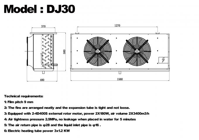 Enfriador de una sola unidad serie DJ DJ100 certificado CE, enfriador de aire dedicado para almacenamiento en frío, evaporador de techo, evaporador de equipos de refrigeración, fabricante de equipos de refrigeración, fábrica de refrigeración, almacenamiento en frío refrigerado 5