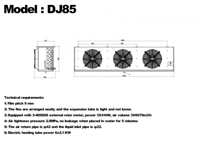 Enfriador de una sola unidad serie DJ DJ100 certificado CE, enfriador de aire dedicado para almacenamiento en frío, evaporador de techo, evaporador de equipos de refrigeración, fabricante de equipos de refrigeración, fábrica de refrigeración, almacenamiento en frío refrigerado 9