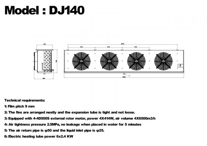 Enfriador de una sola unidad serie DJ DJ100 certificado CE, enfriador de aire dedicado para almacenamiento en frío, evaporador de techo, evaporador de equipos de refrigeración, fabricante de equipos de refrigeración, fábrica de refrigeración, almacenamiento en frío refrigerado 11