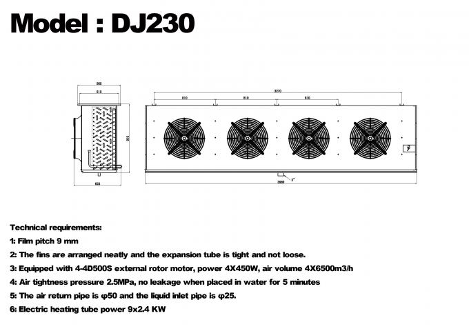 Enfriador de una sola unidad serie DJ DJ100 certificado CE, enfriador de aire dedicado para almacenamiento en frío, evaporador de techo, evaporador de equipos de refrigeración, fabricante de equipos de refrigeración, fábrica de refrigeración, almacenamiento en frío refrigerado 14