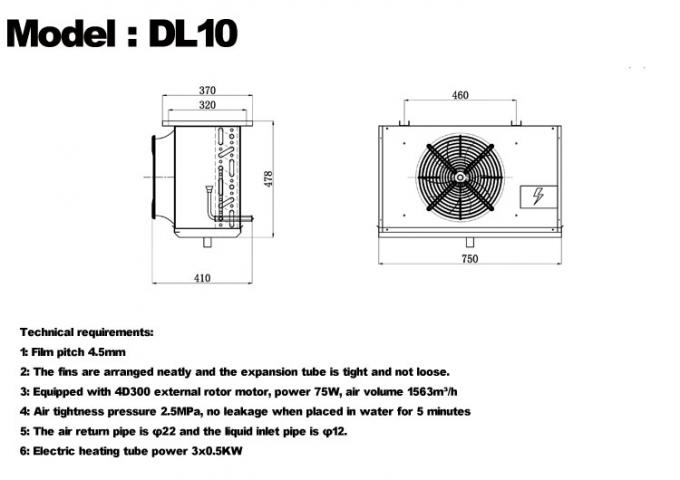 Enfriador de unidad DL serie DL22 certificación CE enfriador de aire personalizado evaporador de almacenamiento en frío 3HP evaporador de techo, adecuado para refrigeración de almacenes, cámara frigorífica, almacenamiento en frío de verduras 1