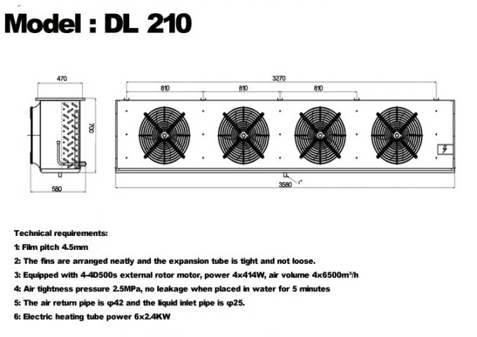 Enfriador de unidad DL serie DL22 certificación CE enfriador de aire personalizado evaporador de almacenamiento en frío 3HP evaporador de techo, adecuado para refrigeración de almacenes, cámara frigorífica, almacenamiento en frío de verduras 10