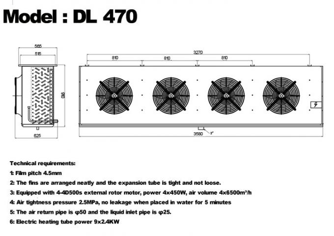 Enfriador de unidad DL serie DL22 certificación CE enfriador de aire personalizado evaporador de almacenamiento en frío 3HP evaporador de techo, adecuado para refrigeración de almacenes, cámara frigorífica, almacenamiento en frío de verduras 14