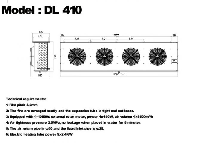 Enfriador de unidad DL serie DL22 certificación CE enfriador de aire personalizado evaporador de almacenamiento en frío 3HP evaporador de techo, adecuado para refrigeración de almacenes, cámara frigorífica, almacenamiento en frío de verduras 13