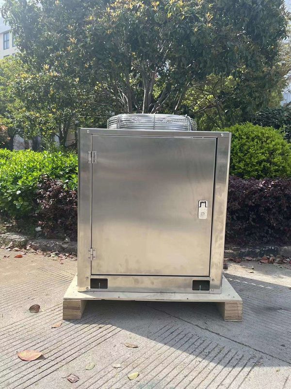 2CES-3Y compresor Tipo de caja Unidad de condensación 3HP refrigerada por aire Grilla de ventilador y cuchillas Unidad de condensación de acero inoxidable