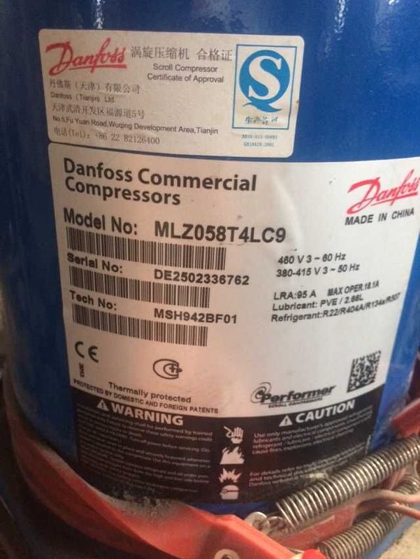 tipo compresor de la voluta del aire acondicionado de los danfoss Mlz058t4lc9 de la refrigeración de la voluta para la conservación en cámara frigorífica de la cámara fría
