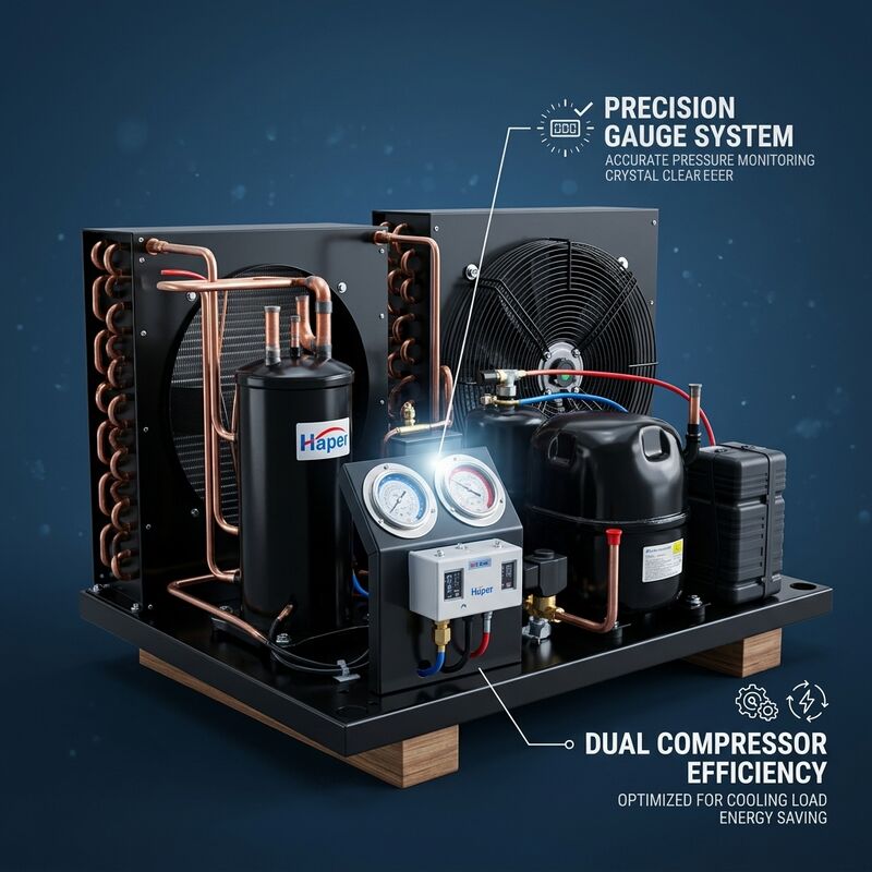 Unidad de condensación pequeña con certificación CE ISO 2HP Hermético Scroll R134a R404A Congelador de cámara fría compatible con el mercado europeo